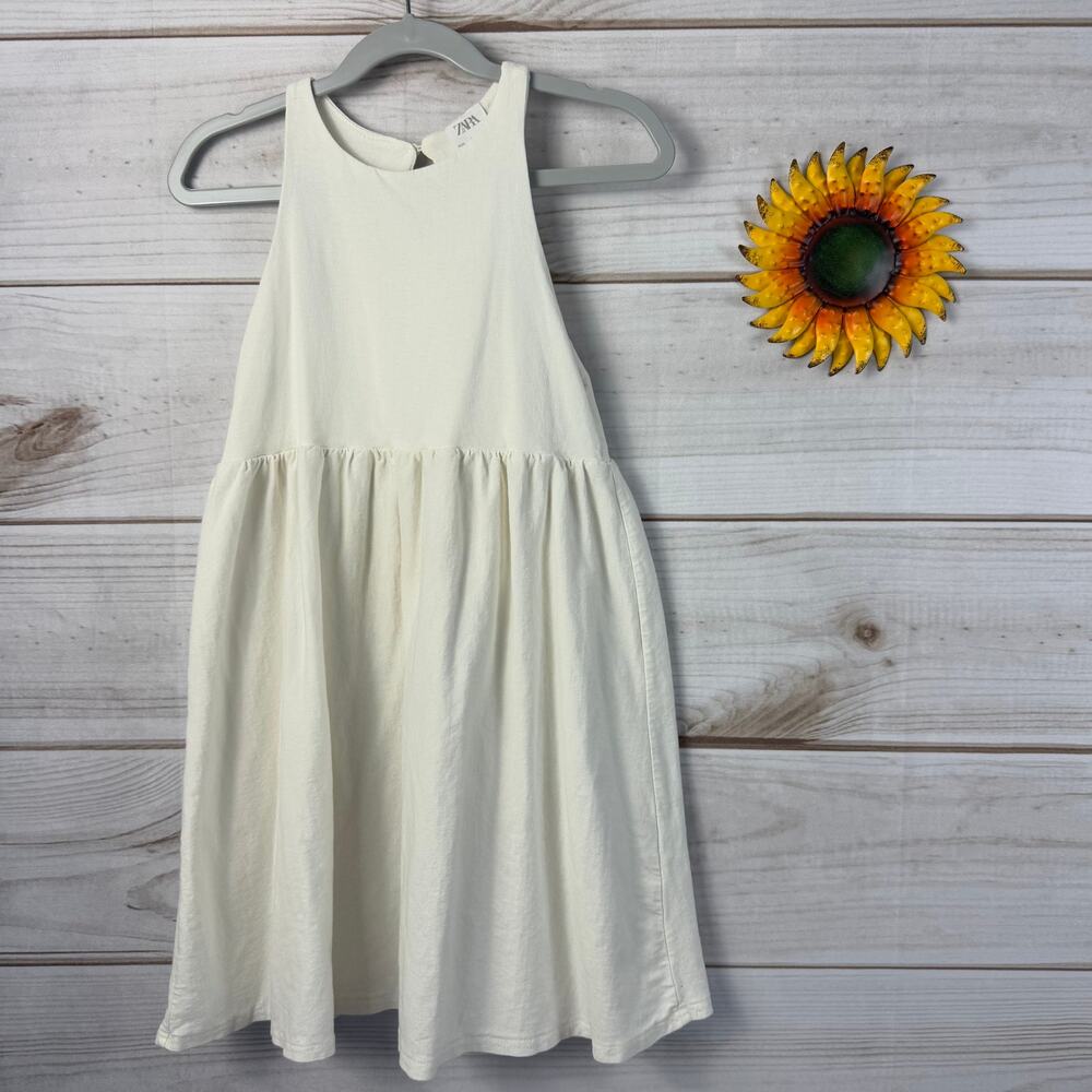 Zara Girls White Babydoll Twirl Dress Size 7